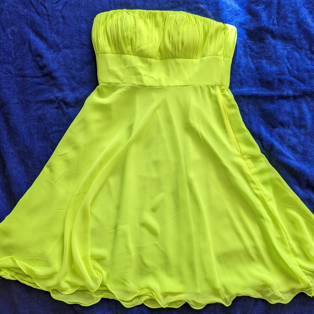 Flirty Neon Lime Strapless Dress: Never Worn